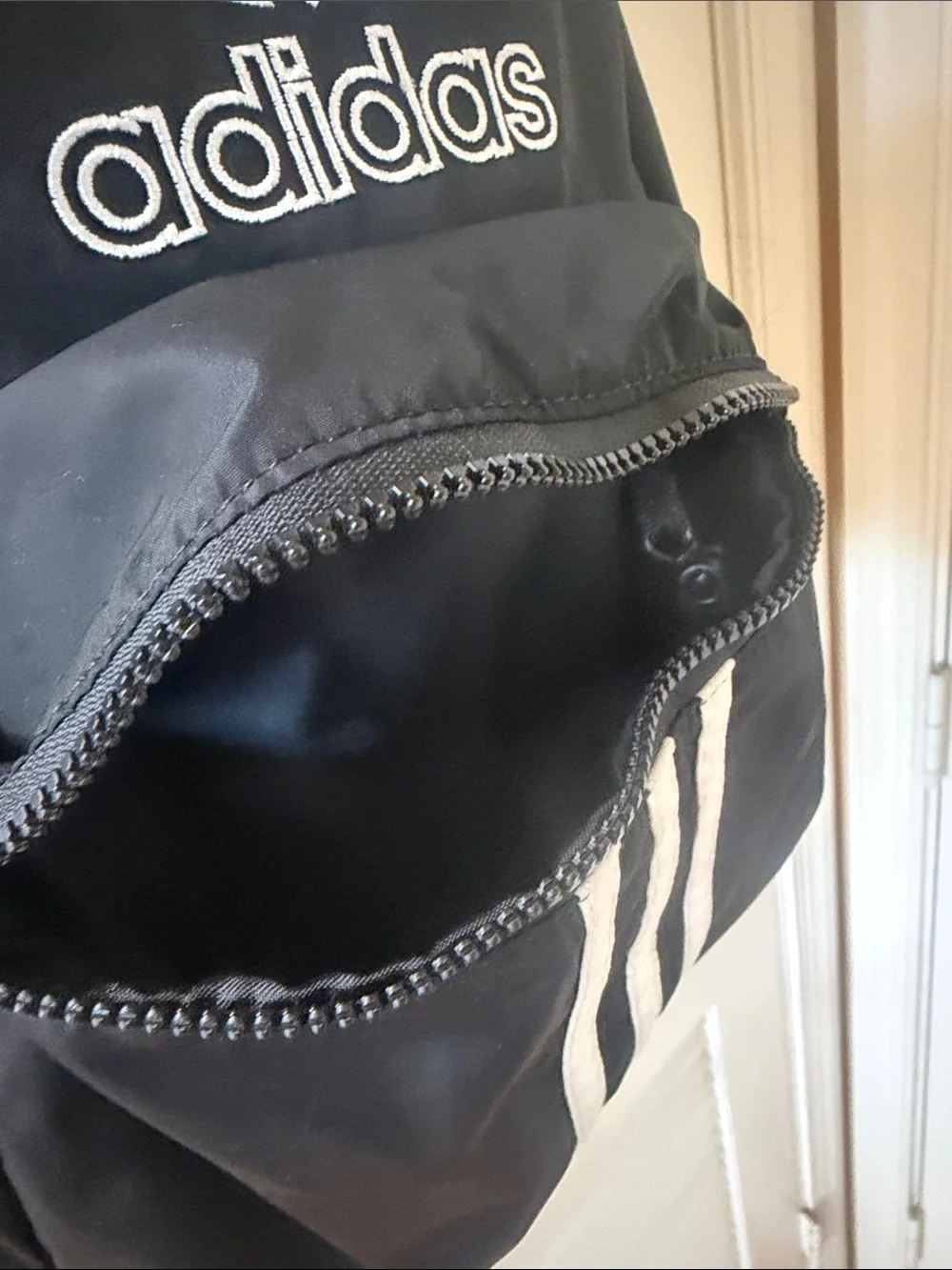 adidas Black Backpack with White Trefoil and Stripes